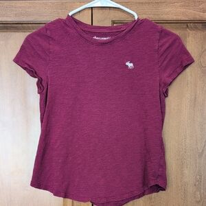 Abercrombie Kids Maroon Tee With White Embroidered Mousse